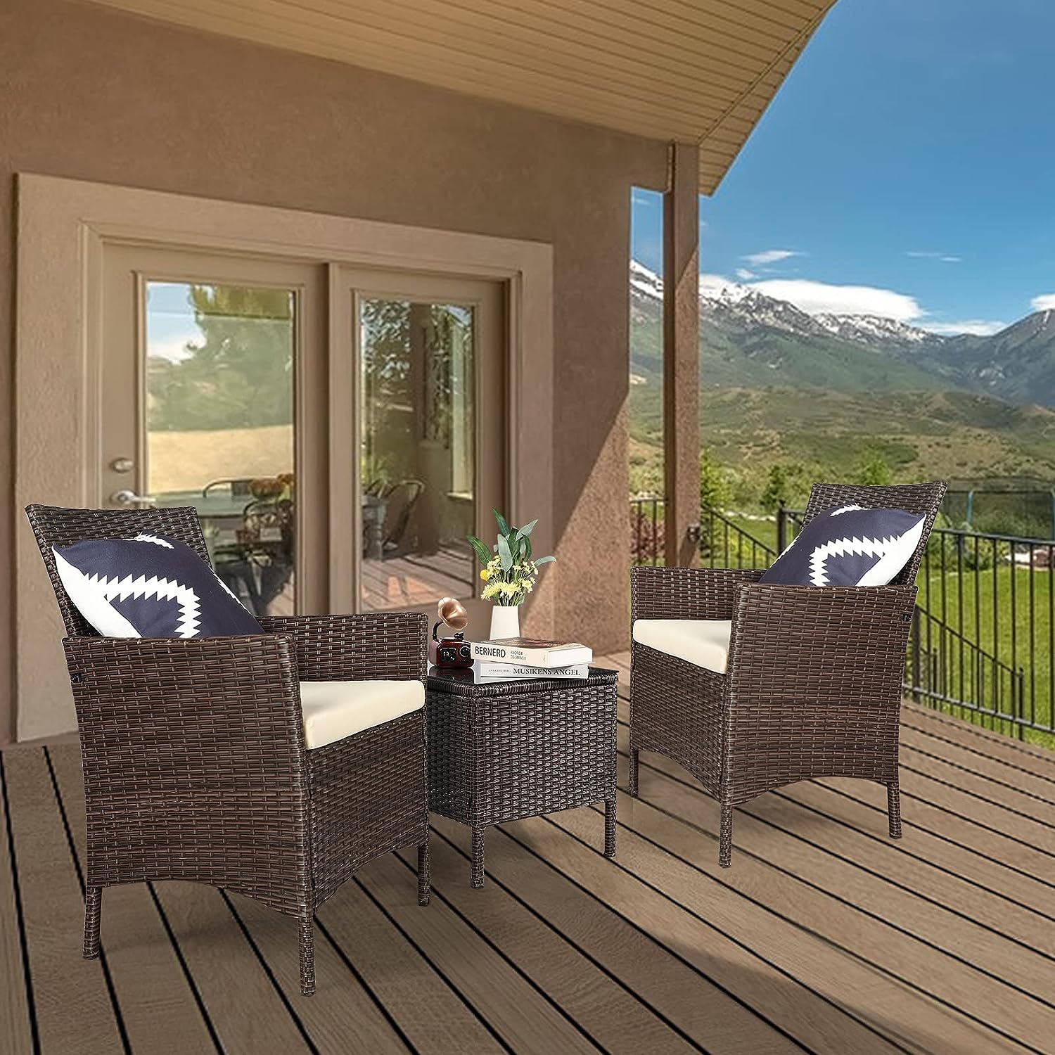 3 Piece Wicker Patio Furniture by Kawivast Store