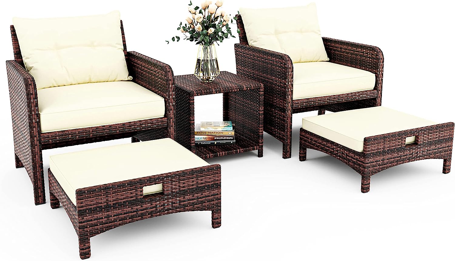 5 Piece Wicker Furniture Set for Outdoors by Pamapic Store