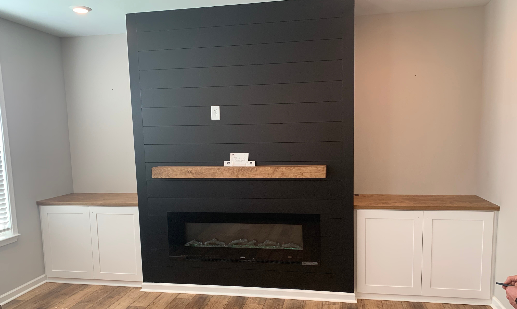 Black Coloured Shiplap Fireplace