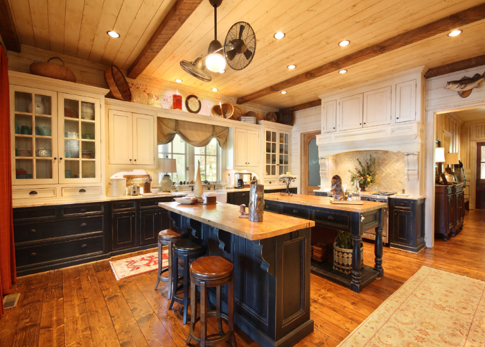 Black Kitchen with Rustic Accent