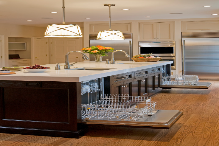 Black Quartz Countertop with Power Connection