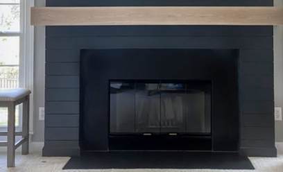 Black Tiles Shiplap Fireplace