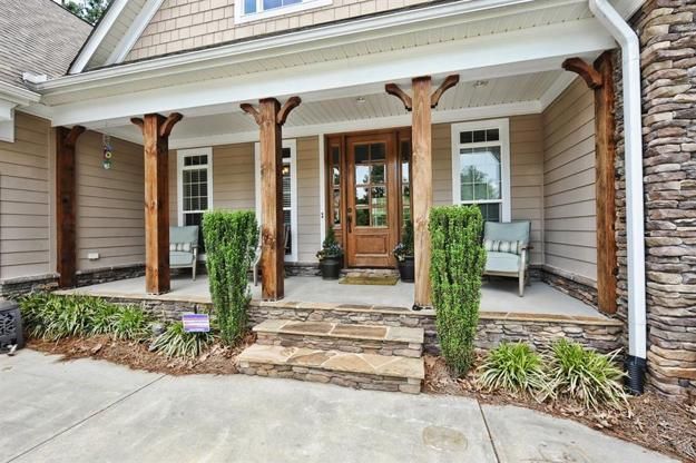 Blend the Wooden Columns with Bush
