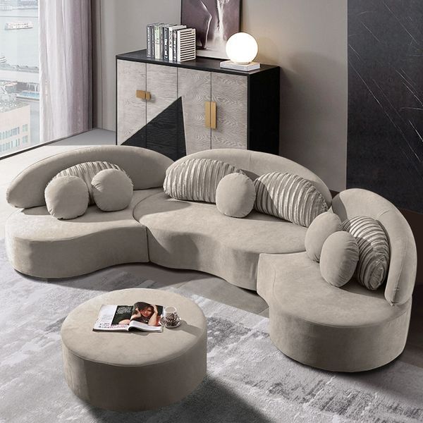 Contemporary Grey Curved Sofa