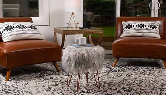 Faux Fur Chair and Stools