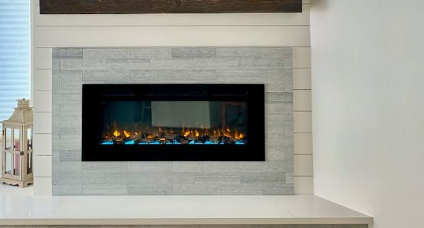 Gray Bricks Shiplap Fireplace