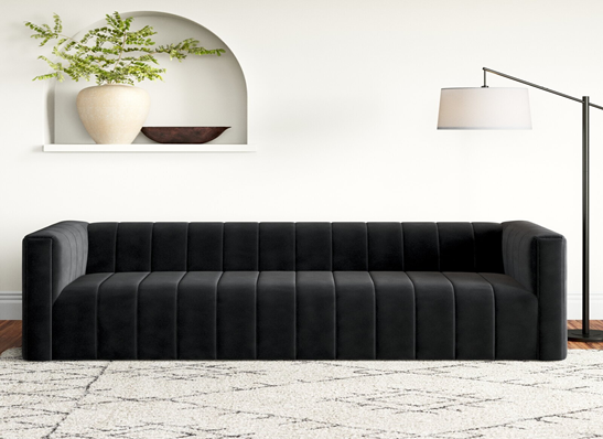 Incorporate Texture with Velvet-Black Sofa