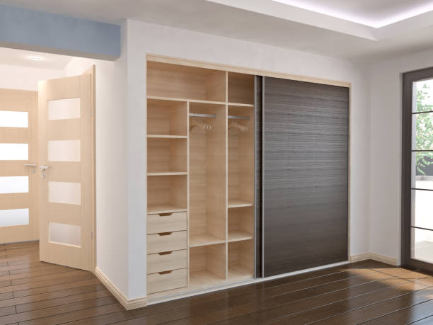 Interior with wardrobe, 3D illustration