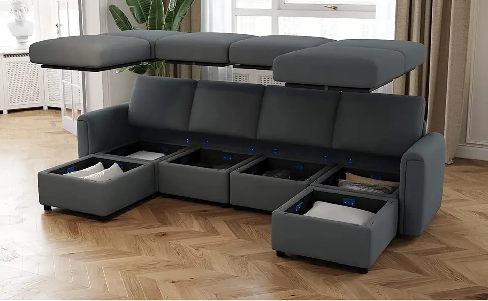 Modular Couch With Box Storage Under the Seats