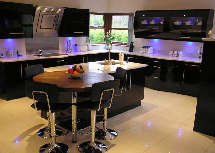 Ravishing Black Kitchen with Gorgeous View