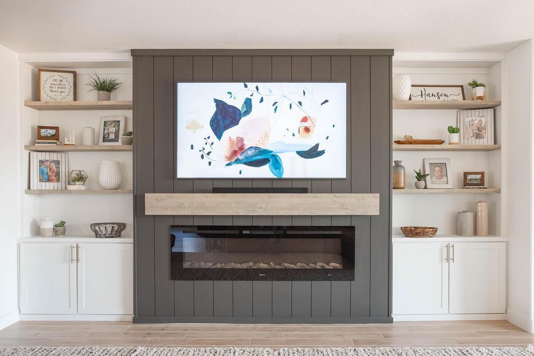Shiplap Fireplace with Wall Accents