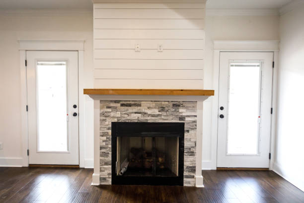 Textured Shiplap Fireplace