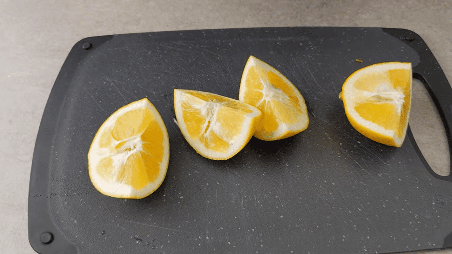 juice the lemon into pieces for pomegranate lemonade
