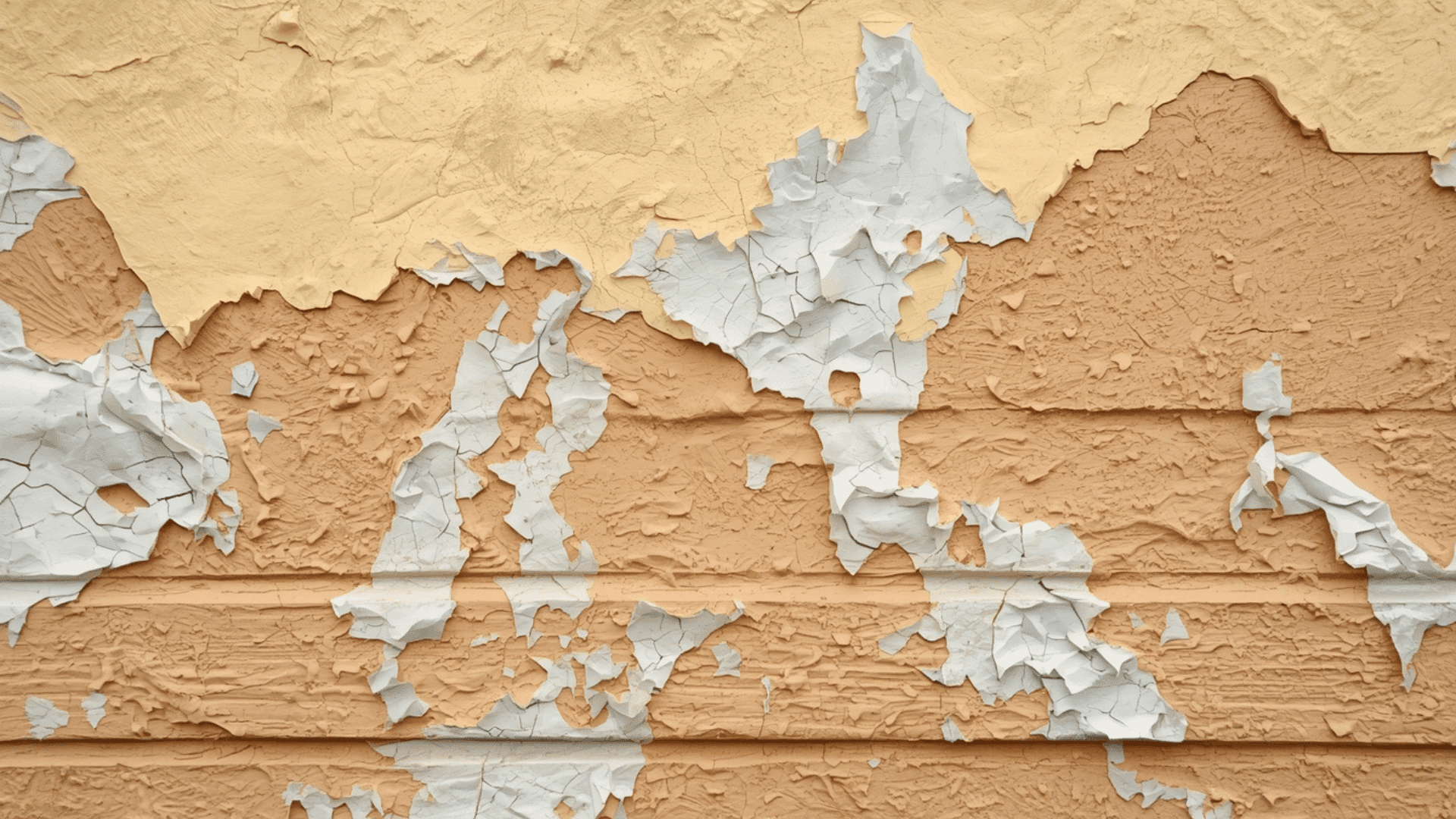 peeling and cracked exterior paint layers exposing older coats on textured wall showing damage (1)