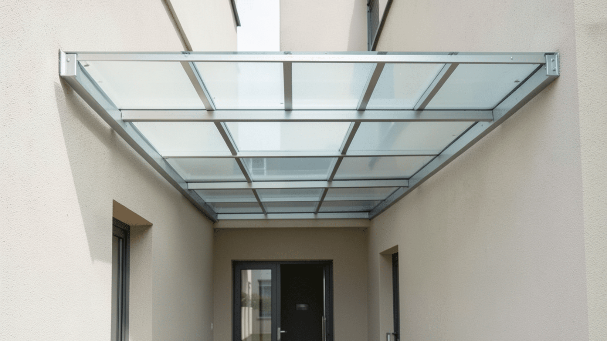 polycarbonate sheet design highlighting front porch overhang ideas with translucent panels lightweight frame and a bright protected entryway