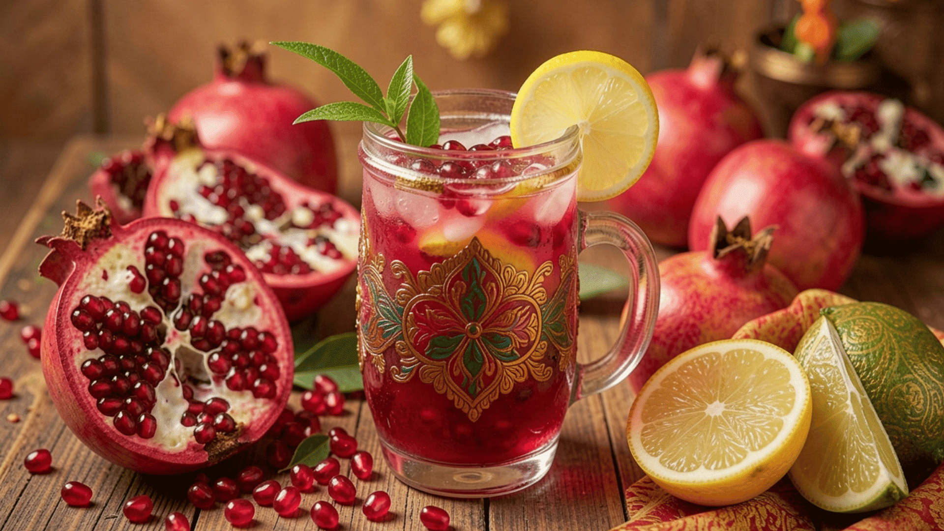 refreshing and delicious indian style pomegranate lemonade for summers