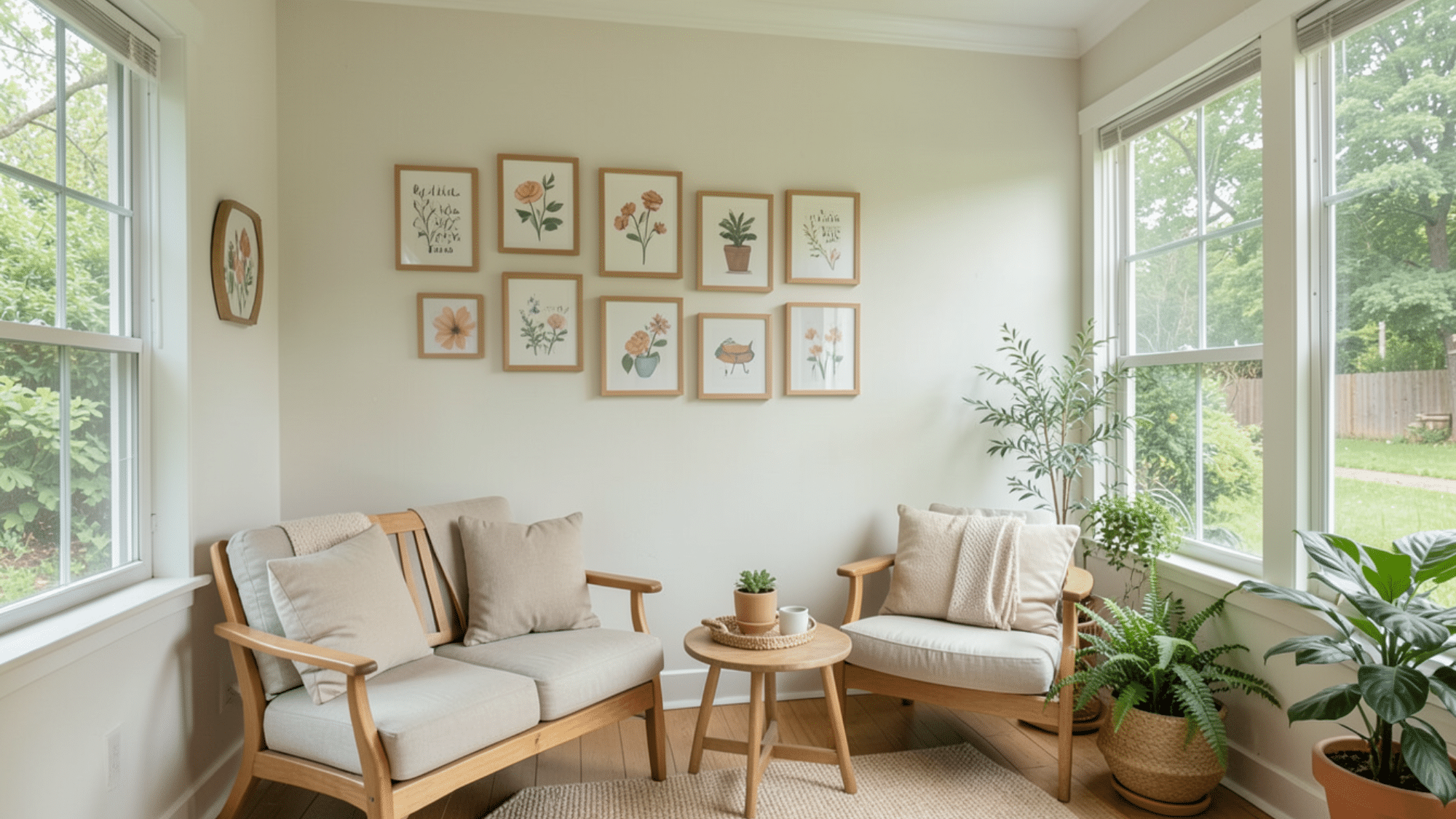 simple diy wall art and framed prints add charm perfect enclosed porch ideas on a budget with personal style