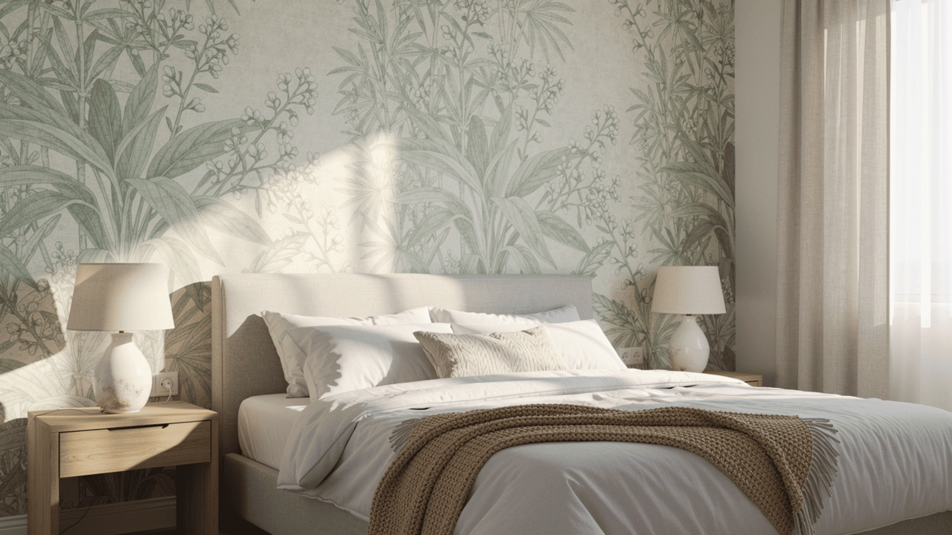 botanical wallpaper bedroom wall